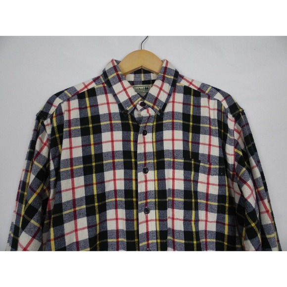 VTG LL Bean Mens Flannel Shirt SZ Large Plaid Button Up Cabincore Gorpcore Fall - Picture 3 of 7